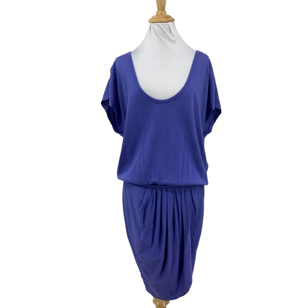Soft Joie Dropped Waist Dress Womens S Small Periwinkle Low Scoop Cap Sleeves